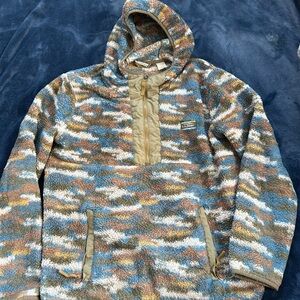 LL Bean Men’s Patterned Quarter Zip Teddy Jacket Size M